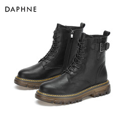 DAPHNE 1020605435 女士平跟皮扣系带八孔马丁靴