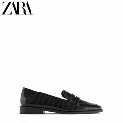 ZARA 13505610040 黑色印花莫卡辛鞋 