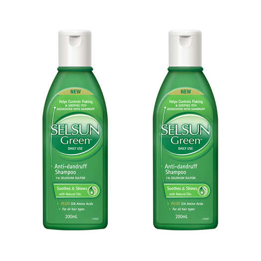 8日10点黑卡会员selsun去屑止痒洗发水舒缓修护型绿色200毫升瓶2件装
