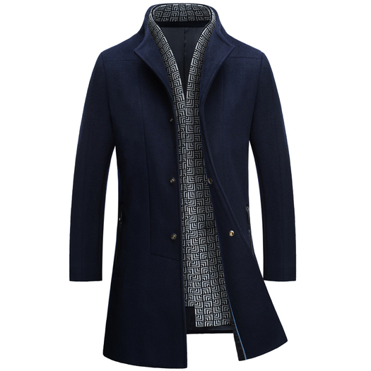 毛呢大衣2020新款冬季男装中长款外套男士韩版潮流羊毛呢子风衣男