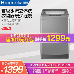 Haier 海尔 EB100F959U1 波轮洗衣机 10kg 钛灰银 1099元包邮（需用券）