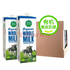 Vecozuivel 乐荷 全脂有机纯牛奶 1L*12盒 普通装