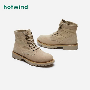 专柜同款！Hotwind 热风 2020年新款 男士加绒工装军靴马丁靴 H95M0835