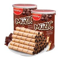 马来西亚进口！munchy's  马奇新新 巧克力注芯蛋卷威化饼干 85g*2罐