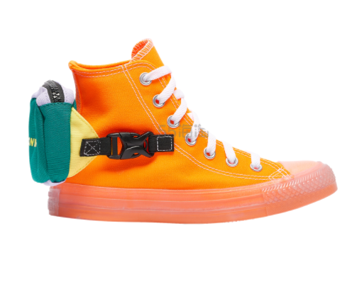 conversectasbuckleup亮橙色大童款高帮帆布休闲鞋