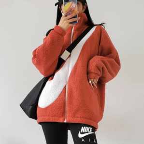 Nike   新款女子大LOGO双面穿羊羔绒保暖运动外套