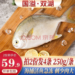 双湖 国产生鲜金鲳鱼共500g*3