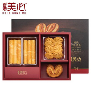临期低价，香港美心 蛋卷+曲奇+甜心酥 精致三乐礼盒 200g