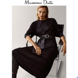 Massimo Dutti 06638757800 女士黑色圆领连衣裙 220元包邮