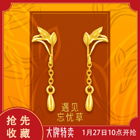 CHOW TAI FOOK 周大福 F222312 足金黄金耳钉 0.7g 