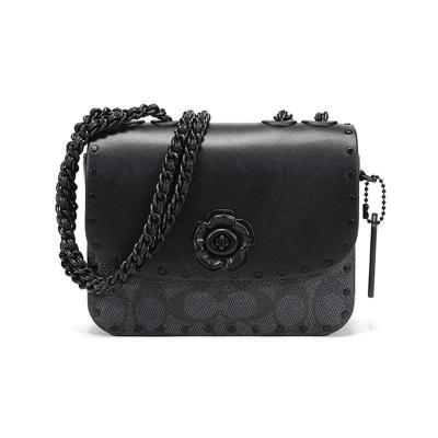 coach  2021春夏款 madison系列山茶花单肩包 c2462 mwqv8,黑色炭灰