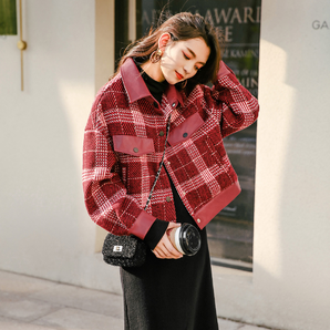qigege七格格asc42002kc女款格纹外套159元包邮