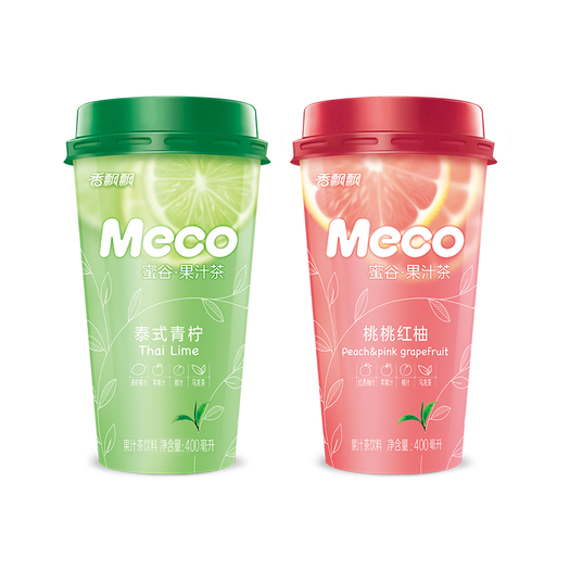 香飘飘meco蜜谷果汁茶饮料即饮品桃桃红柚泰式青柠整箱400ml8杯