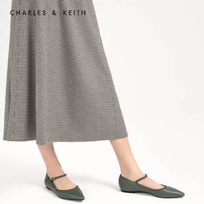 学院格纹 ！CHARLES & KEITH CK1-70900156 女士尖头单鞋