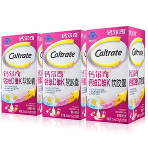 Plus会员！Caltrate 钙尔奇 液体钙 钙维D维K软胶囊1.05g*28粒*3盒*2件