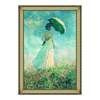 现代简约北美式欧式名人油画《阳伞下右转身的女人》 79×113cm