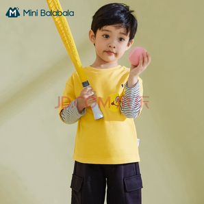 Mini Balabala 迷你巴拉巴拉 儿童假两件长袖T恤  48.9元包邮（需用券）
