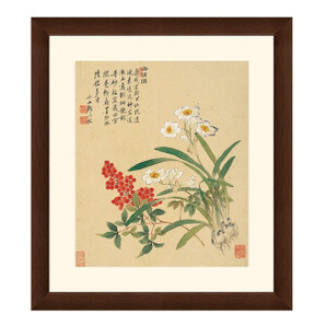 中式古典花卉国画水墨画《天竺水仙花图》邹一桂壁画 42×47cm