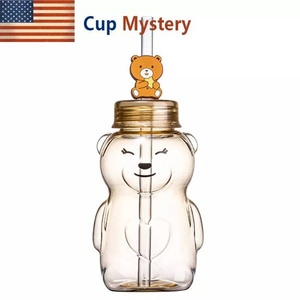 美国进口 Cup Mystery 双盖设计卡通可爱小熊随手杯430ml 2色 没得比