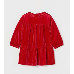 H&M 女婴幼童红色丝绒连衣裙 40元