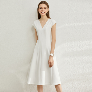 amii120701540113女士修身v领垂感连衣裙