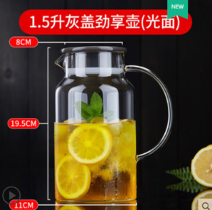 14日0点： yuewoo 悦物 xzlsh 大容量玻璃水壶 1.5升 14.9元包邮（需用券）