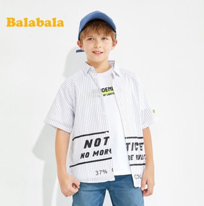 balabala 巴拉巴拉 中大童条纹短袖衬衫