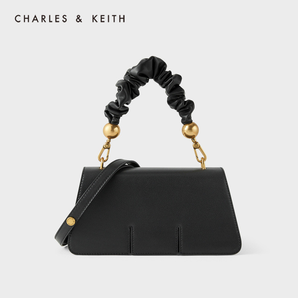 小CK新品 CHARLES&KEITH 女士褶皱单肩手提包
