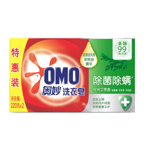 奥妙(OMO) 除菌除螨香皂 桉树艾草香型220g*2（新老包装随机发货）
