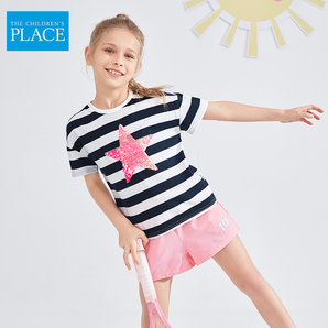 北美童装TOP品牌！The Children's Place 21年夏季新款女童条纹星星短袖套装