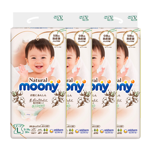 12日10点、黑卡会员：moony 皇家系列 婴儿纸尿裤 L 38片 4包 250元包邮