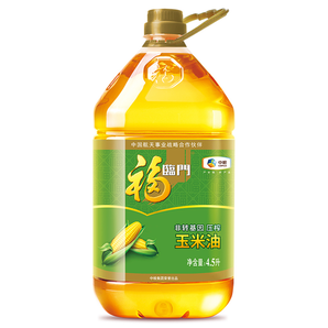 福临门 非转基因压榨玉米油 4.5L/桶  