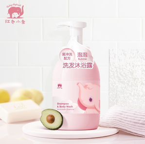 保湿温和！Baby elephant 红色小象 儿童牛油果泡泡洗发沐浴二合一 450ml