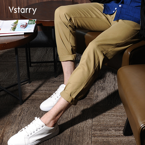 VSTARRY 100%纯棉直筒可水洗长裤