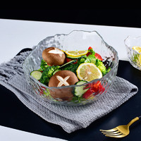 法蘭晶 透明锤纹沙拉碗套装 3件套 赠6只叉子