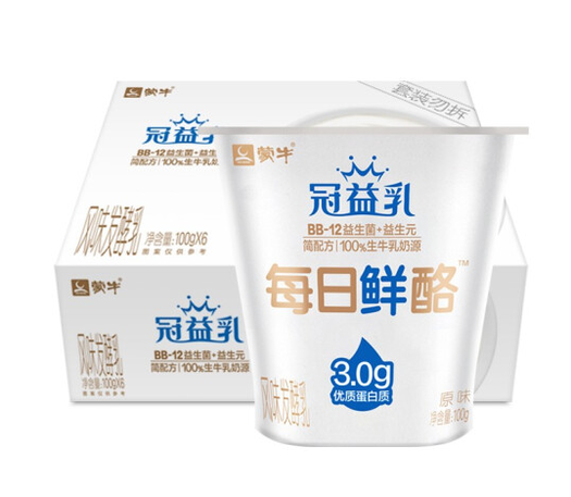 奶香浓郁mengniu蒙牛冠益乳酸奶100g6盒