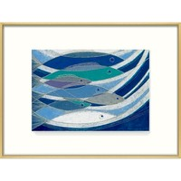 橙舍 陈舜芝 北欧风抽象油画《不只六条鱼》系列 装裱高60x80cm 油画布 鎏金框