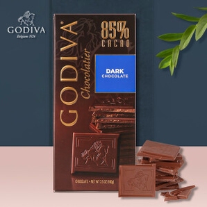 PLUS会员：GODIVA 歌帝梵 巧克力85%可可黑巧克力排块 100g