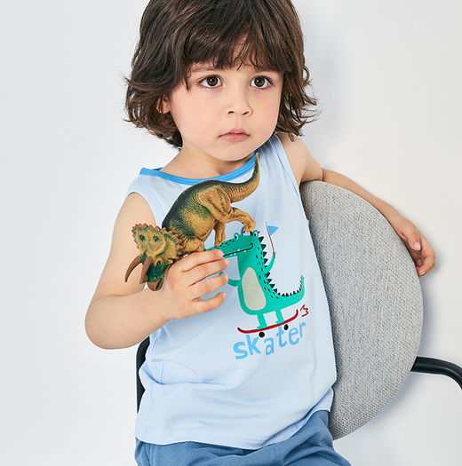 亲肤透气minipepco小猪班纳男女童夏季薄款纯棉背心无袖t恤