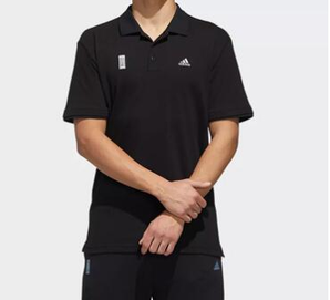 adidas WJ polo 简约短袖polo衫 男款黑色 GL0389