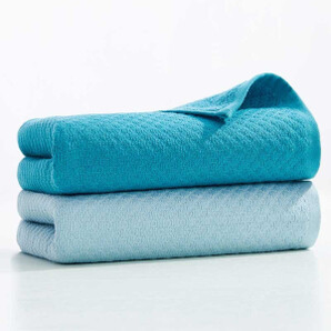 洁玉 DS1-022F 毛巾套装 2条装 34*72cm 浅蓝+深蓝