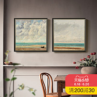 上品印画 《库尔贝风平浪静》30×30cm 欧式油画沙发背景墙