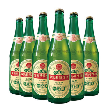 雪熊精酿哈尔滨大绿棒子啤酒640ml12瓶