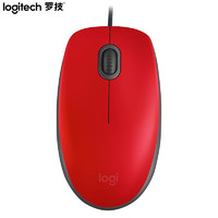 logitech 罗技 M110 鼠标 有线鼠标  红色