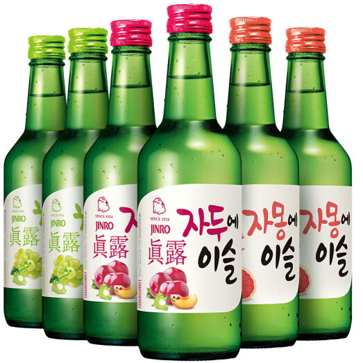 韩国烧酒第一品牌真露女士微醺果味酒13度3种口味360ml6瓶