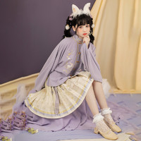 池夏 画中仙:白兔糖 汉元素 一片式短百迭裙 S1998