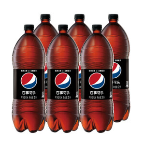 pepsi 百事 可乐 无糖 Pepsi 碳酸饮料 汽水可乐 大瓶装 2Lx6瓶