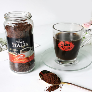 意大利高端咖啡品牌！SAQUELLA 圣贵兰 意式经典中度烘焙无蔗糖速溶黑咖啡 100g 赠咖啡杯+勺
