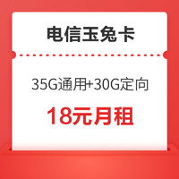 CHINA TELECOM 中国电信 玉兔卡（35G通用+30G定向+300分钟、合18元月租）