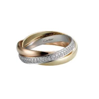 Cartier 卡地亚 TRINITY系列 女士小号款18K三色金戒指 52 B4086000